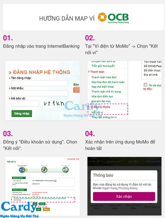 Liên kết ứng dụng Momo và OCB