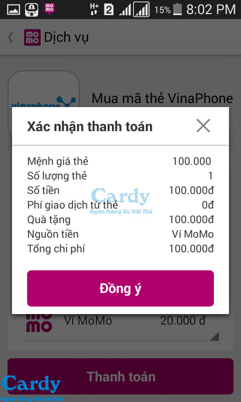 Mua mã thẻ điện thoại Momo